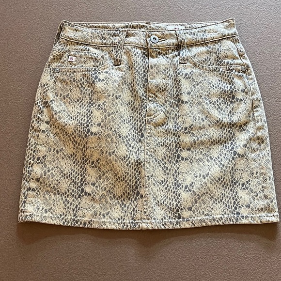 AG Jeans NWT The Vera Snakeskin Mini Skirt Size 27 - Picture 3 of 11